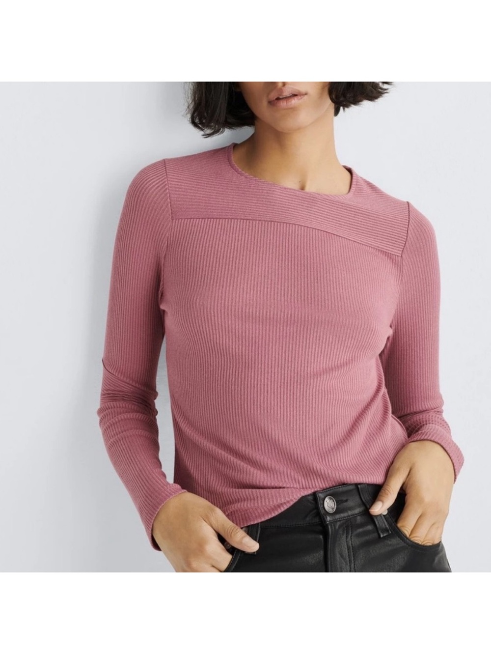 Rag and bone rose knit ribbed long sleeve top medium